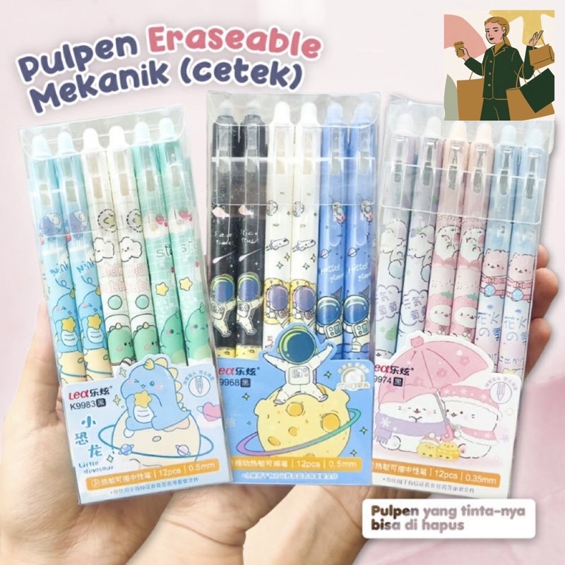 [ECERAN] Pulpen Mekanik Eraseable Motif Lucu Pulpen Press Eraseable Motif Lucu Pen yang bisa dihapus Pen Cetek Eraseable