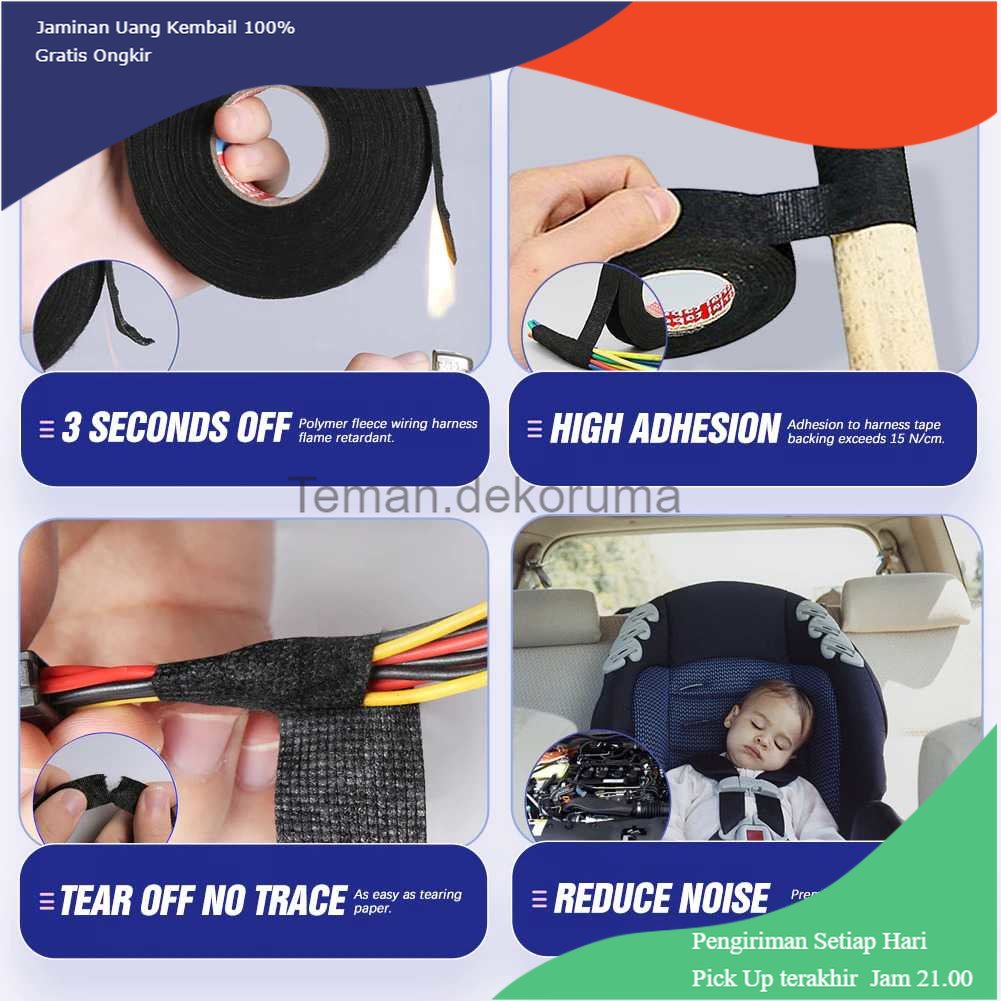 TD - PR2 Bisturizer Lakban Kain Pembungkus Kabel Tape Heat-resistant 15mm 15M - TF12