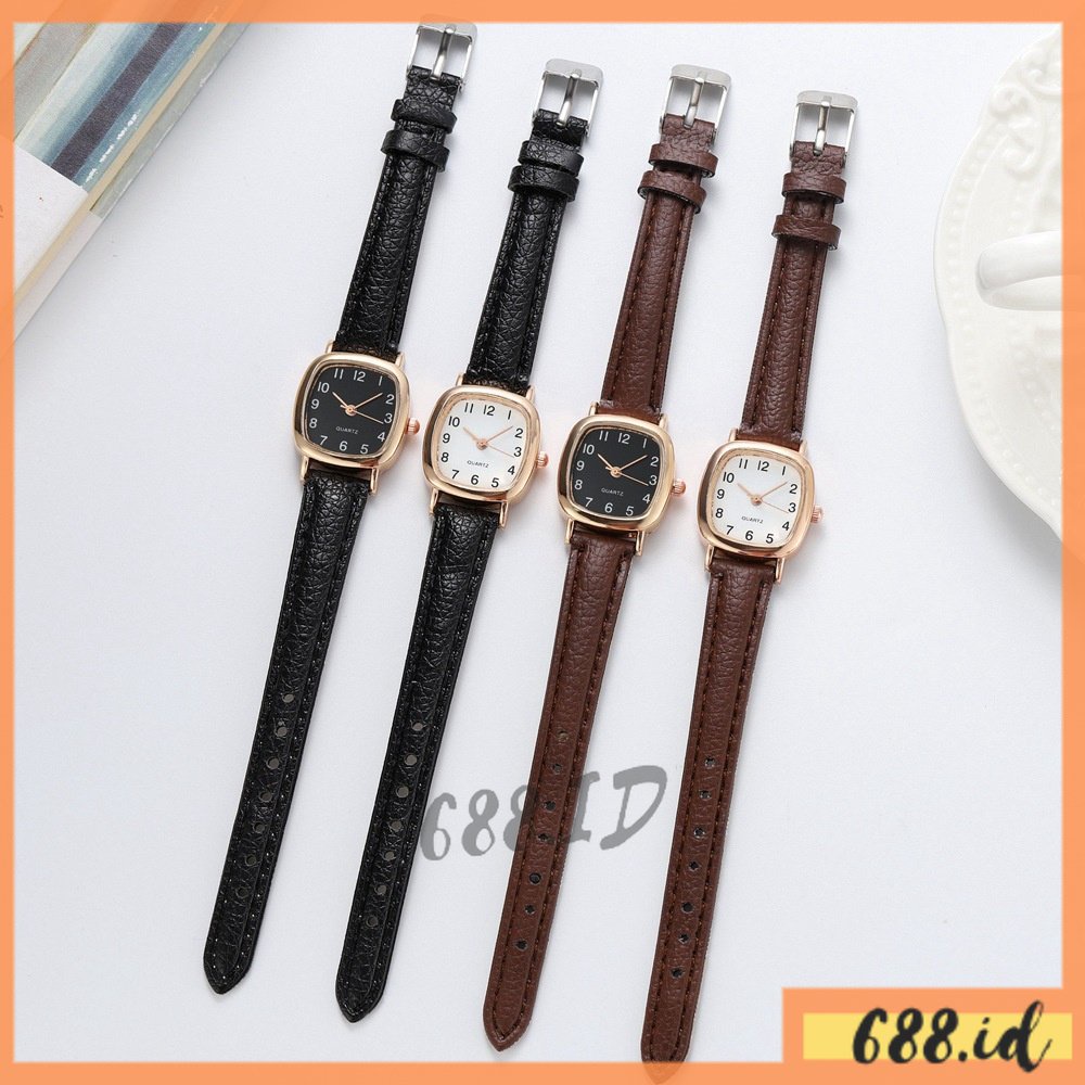 Jam Tangan Wanita Analog Kulit Sintentis Jam Tangan Kotak Kecil Fashion Murah Korea Impor JT 11