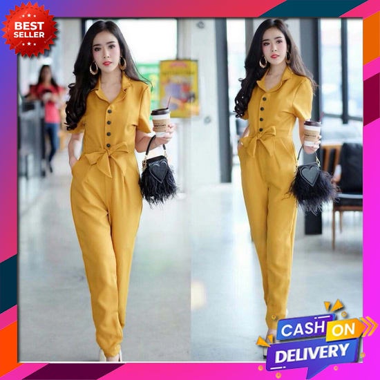{ Thabi } Jumpsuit Wanita Pendek / Baju Jumpsuit Wanita / Jumpusit Wanita / Jumsuit Wanita / Jamsuit