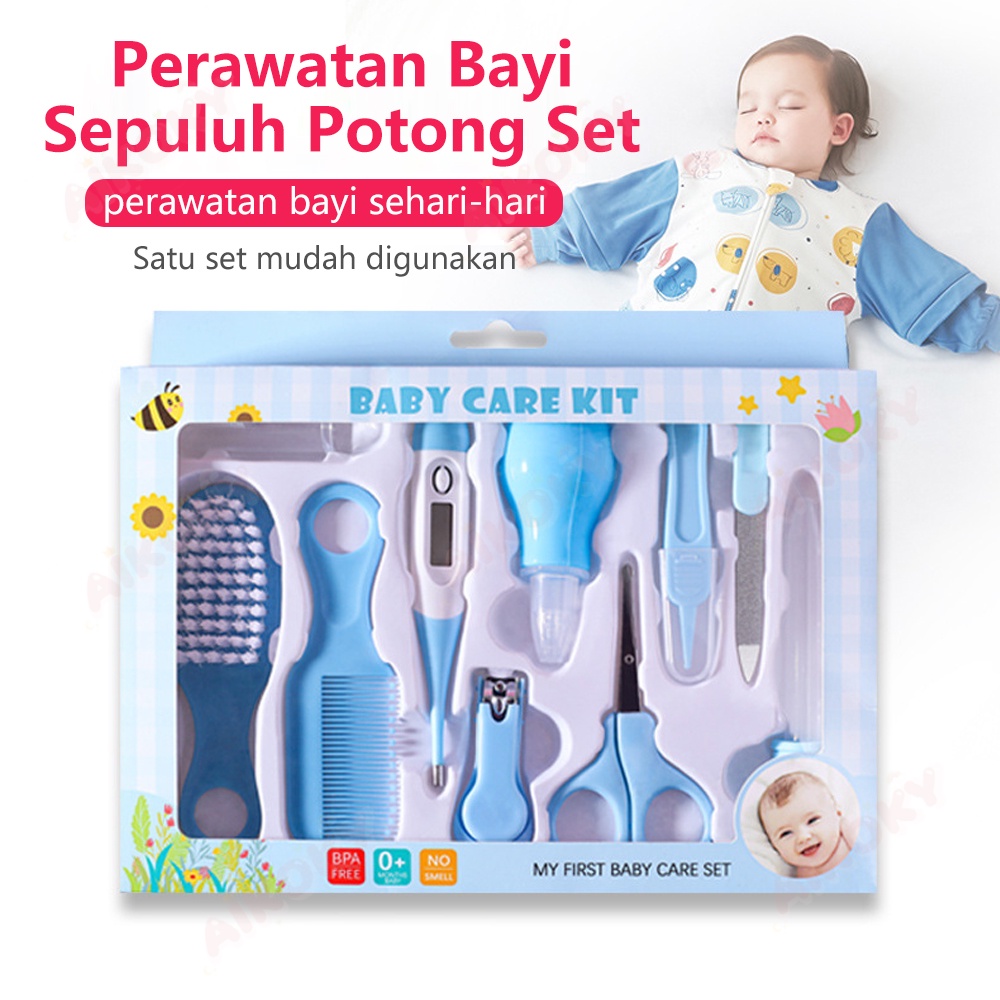 AIKOKY Baby care kit set 10 in 1/Sisir Baby/Pembersih hidung Pemotong kuku bayi newborn