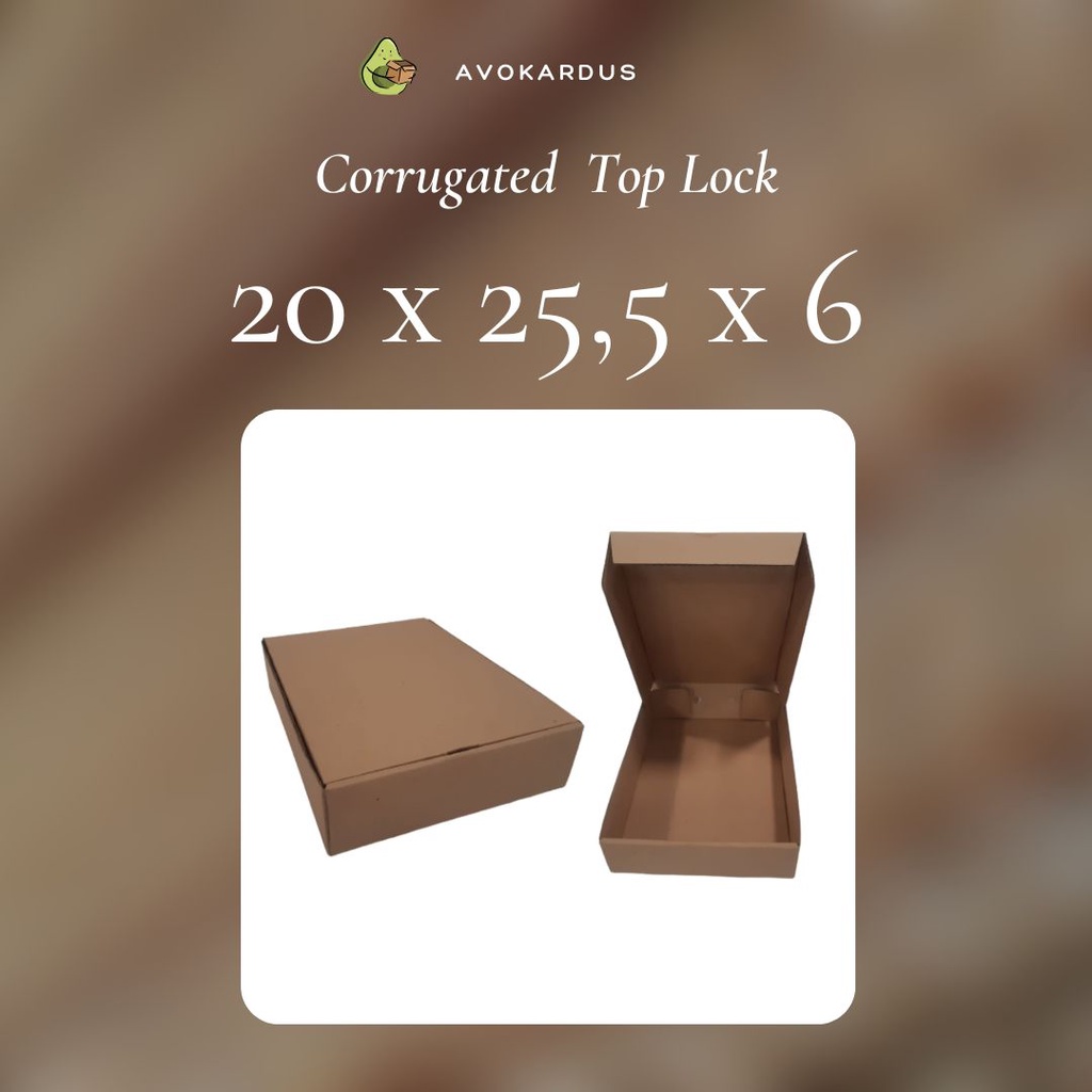 

Kardus Corrugated Die Cut 20x25,5x6 Top Lock Kotak Dus