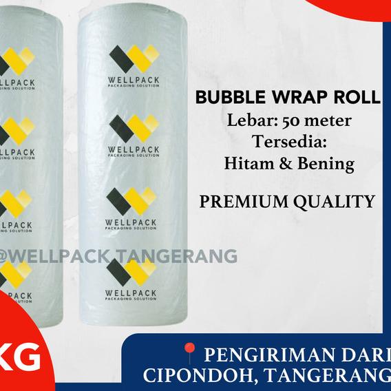 

Bubble Wrap Roll 125cm x 50m Hitam & Bening (Ekonomis) Wellpack MP GMP - Hitam, 2.4KG
