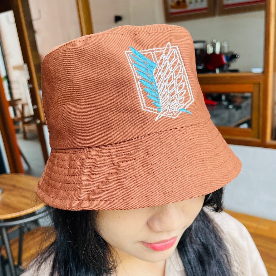 Bucket Hat SNK Logo Brown Attack On Titan Anime Manga Premium Unisex