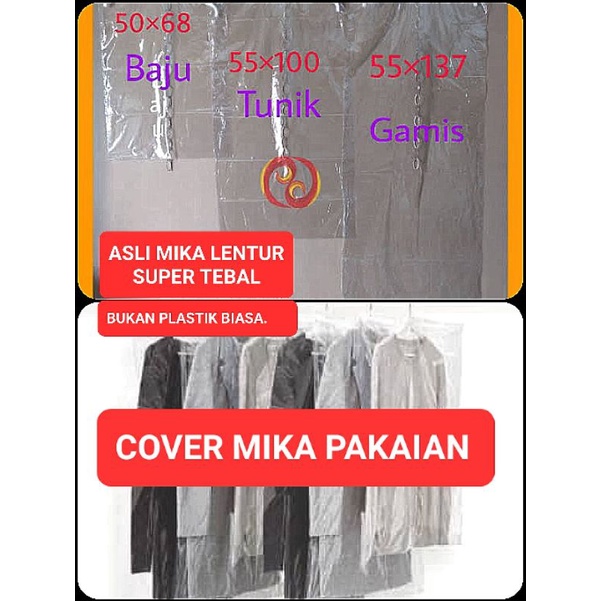 Plastik Cover Pakaian | Plastik Baju Mika | Plastik Mika Jas Dress Gaun Gamis | Penutup Pelindung Bahan Mika Tebal Lentur | Plastik Laundry Gantung | Plastik Londry Hanger | Plastik Laundri Gantungan