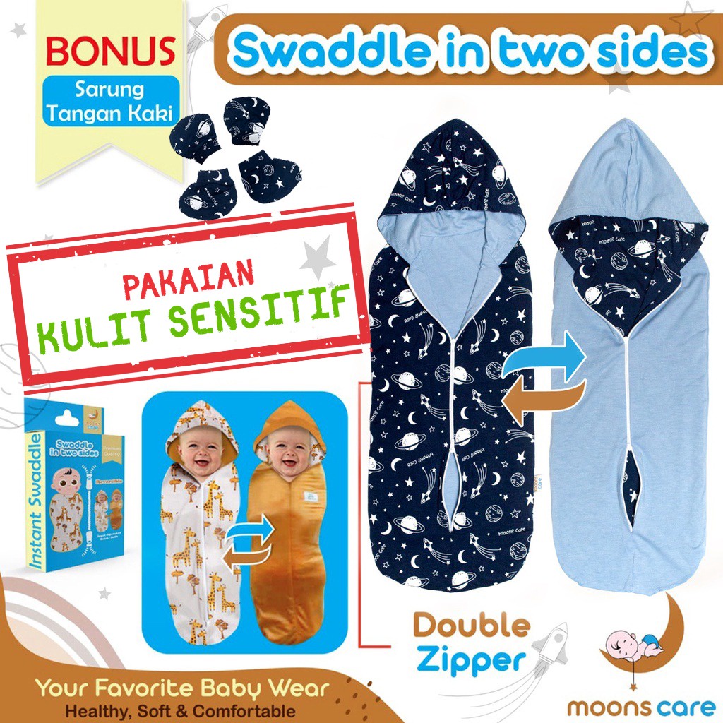 SNI DITA MOONSCARE Bedong Bolak Balik Dita (2 sides) motif Bedong Instan Bedong Swaddle in 2 Sides bedung instant