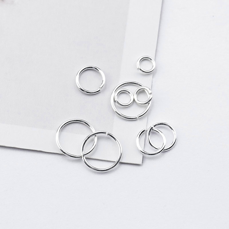 20pcs / Pak Cincin Sterling Silver 925 Model Terbuka Jump Ring 4-8mm Untuk Membuat Gantungan Kunci / Gelang