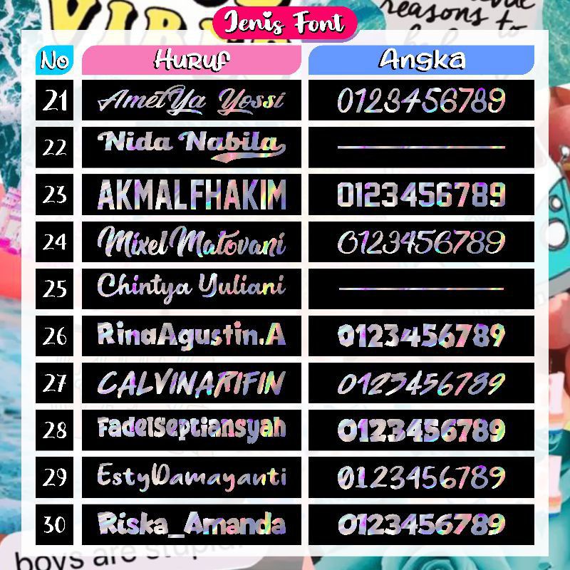 

cuuting stiker tulis nama hologram