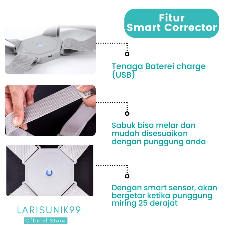 Penegak Punggung Pria Wanita Anak Korektor Postur Alat Terapi Punggung Bungkuk Posture Corrector Terapi Syaraf Kejepit Sensor Otomatis