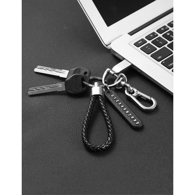 Set Gantungan Kunci Mobil Motor Tag No HP Buckle Tali Car KeyChain