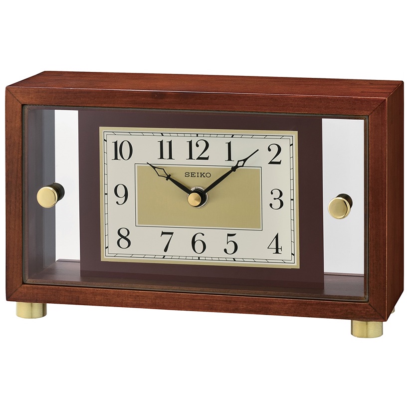 Jam Meja Seiko QXG149B Brown Wooden Clock original