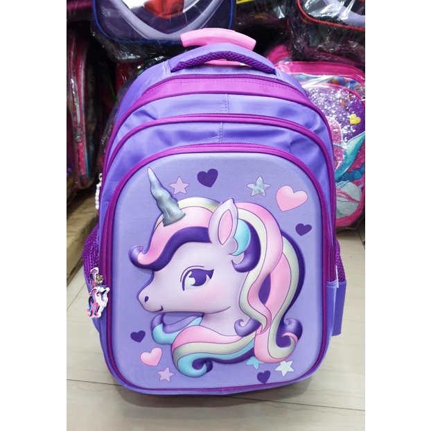 Tas Koper Tas Sd Trolley Anak Perempuan Unicorn Kuda Pony Pirang Embos Ungu