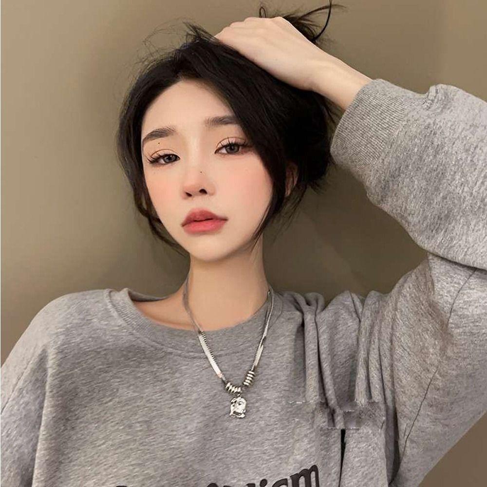 Mxbeauty Wanita Kalung Fashion Halus Punk Ganda Lapisan Kristal Liontin Sederhana Sweater Rantai