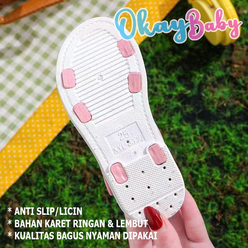 Okaybaby B235 Sandal Flat Kupu Kupu Anak Perempuan Lucu Lembut Import Termurah Kekinian Sendal Casual
