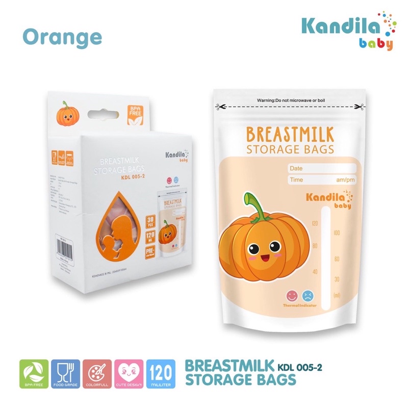 Kandila Kantong Asi 120ml Breast Milk Storage Bag 30pc KDL005-2 Gambar Buah Lucu Penyimpan Susu Bayi Kaldu Mpasi