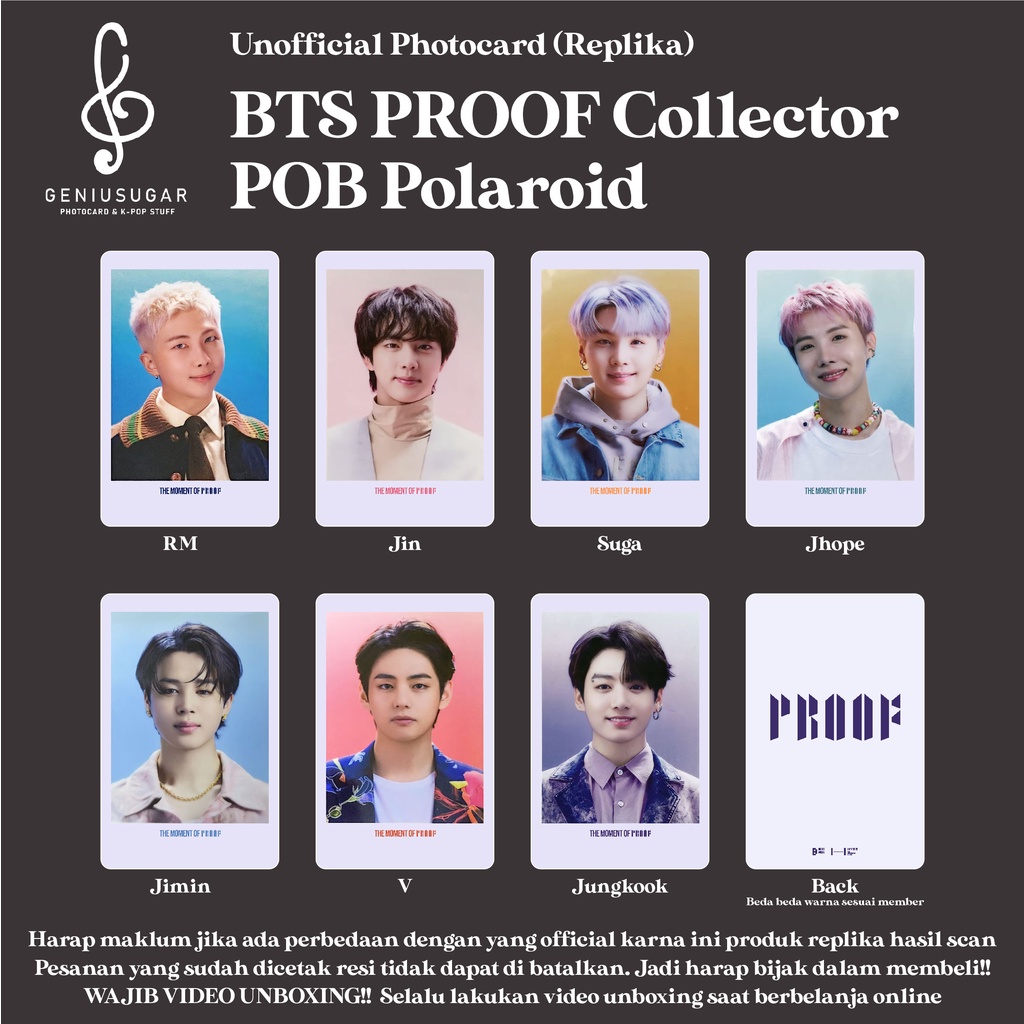 [REPLIKA BTS] PHOTOCARD POB POLAROID PROOF COLLECTOR