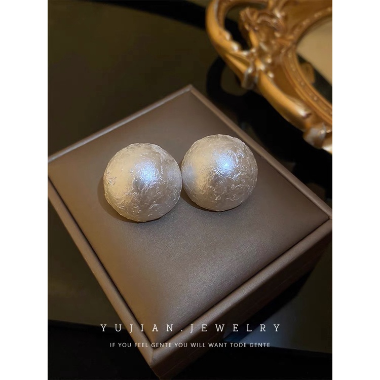 Anting 925 Silver Needle Akrilik Bentuk Bulat Gaya Perancis Untuk Wanita
