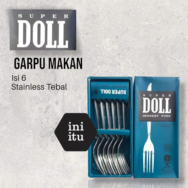 [ Doll ] Garpu Makan Stainless Super Doll - 1 Box / 6 pcs