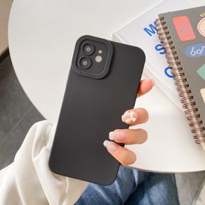 Softcase Black Matte Iphone 12 12Pro 12Promax 12Mini Slim Case Hitam Polos Protecet Camera Ful Cover