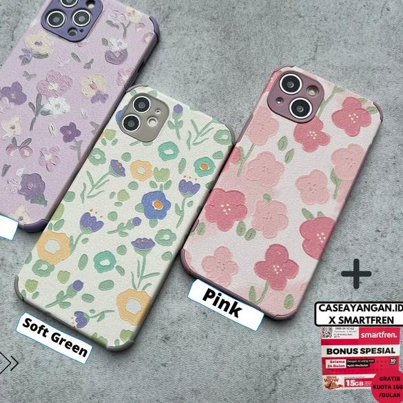 BUNGA Case Iphone 13 12 PRO MAX MINI Casing Lucu Flower Cute Soft - SOFTGREEN, 13