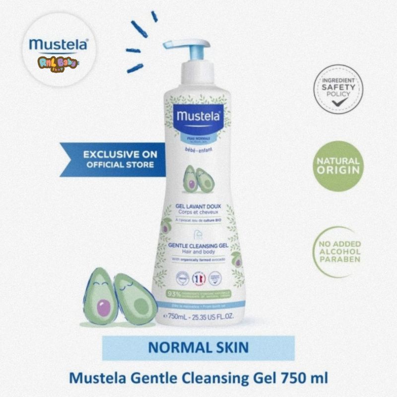 Mustela Bebe Gentle Cleansing Gel 750 ml Hair &amp; Body - Sabun Mandi Bayi