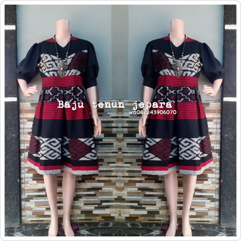Dress tenun jepara baju tenun pesta baju tenun jepara etnik Dtb160
