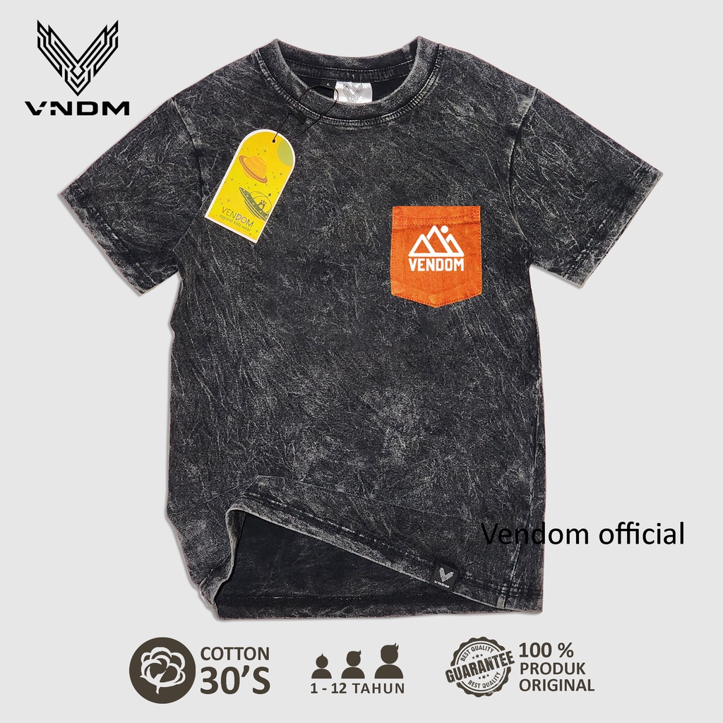 Vendom Kids Baju Kaos Anak Washet Laki Laki / Perempuan Unisex Umur 1-12 Tahun Bahan Cotton 30S