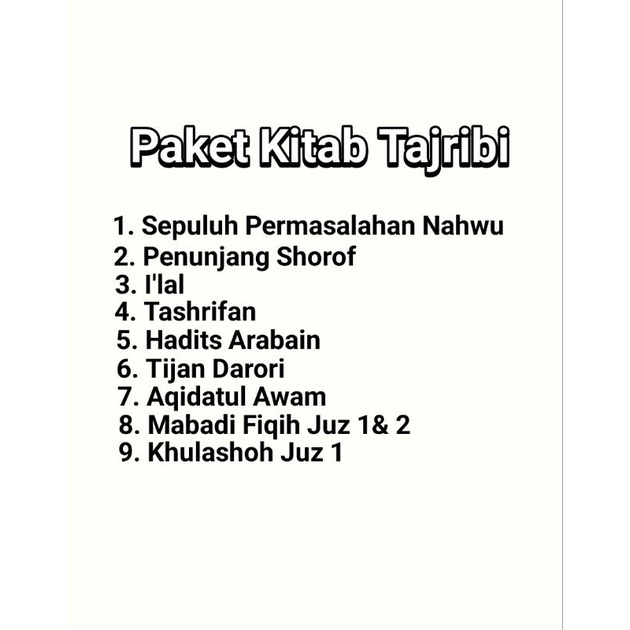 PAKET KITAB KELAS TAJRIBI TEMBORO