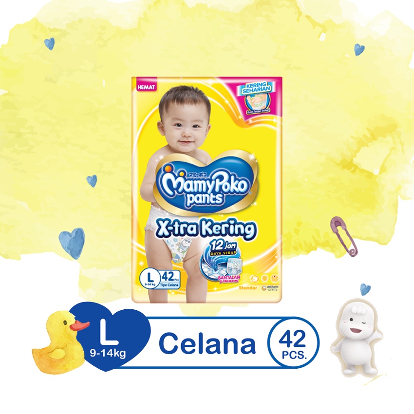 Mamypoko Pants X-tra Kering L42 - Mamypoko Popok Celana Standar L 42