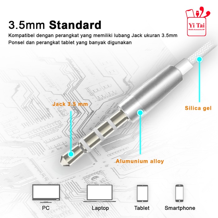 HEADSET YI TAI Y23 POWERFULL BASS / HANDSFREE JACK 3.5MM Y23