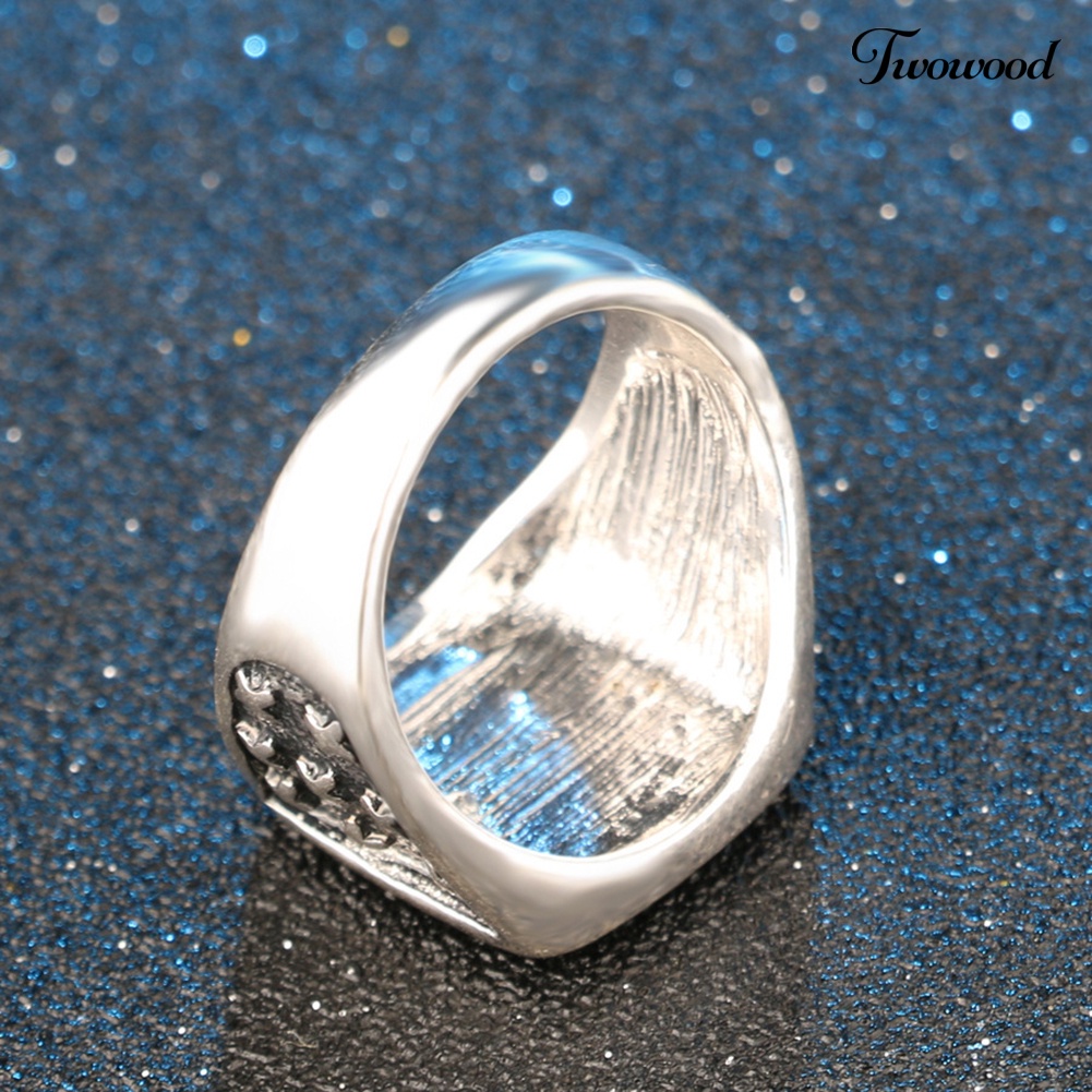 Cincin Pria Bentuk Mahkota Lapis Silver Bahan Alloy Gaya Retro Untuk Pesta