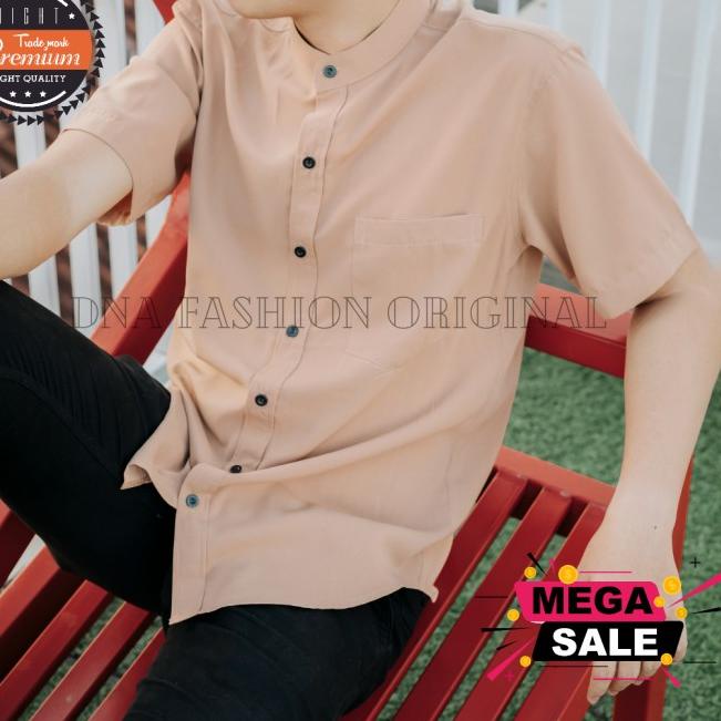 Kemeja Koko Pria Lengan Pendek Katun | Baju Koko Pria Polos baju murah - Mocca, M