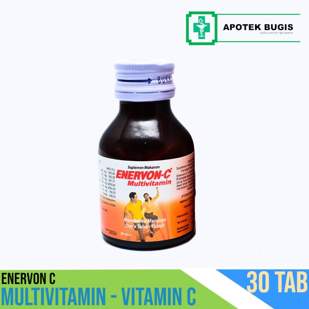 ENERVON C MULTIVITAMIN - Vitamin C, Vitamin B Kompleks &amp; Vitamin D dan  Daya Tahan Tubuh - 30 TABLET