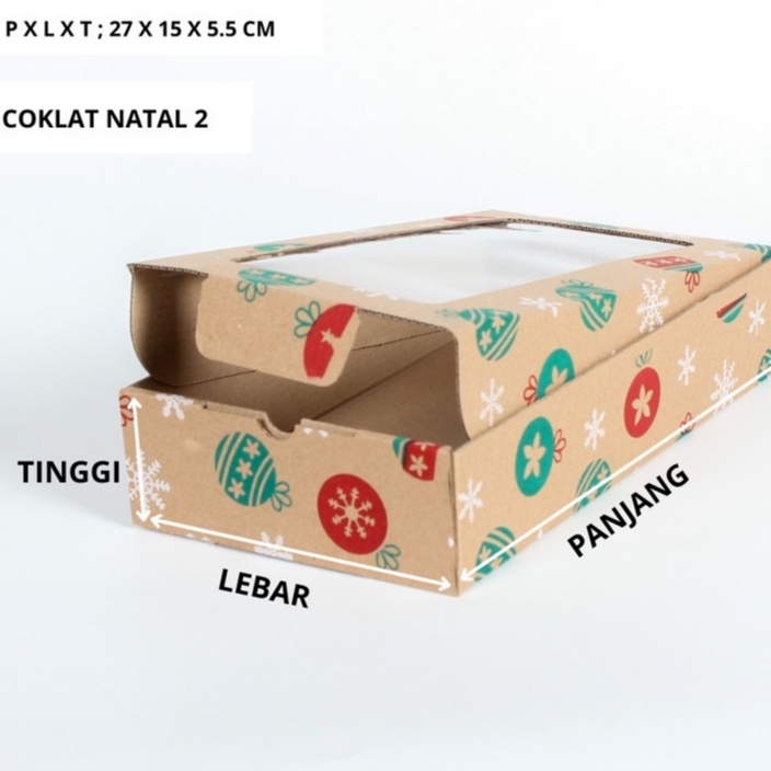

kardus mika packaging pempek motif natal dus kemasan empek empek xmas box hampers merry christmas isi 10 pcs