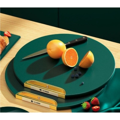 TALENAN Bulat 2 in 1 dan Parutan Minimalis Bahan Plastik Anti Jamur Anti Bakteri CUTTING BOARD GREEN / Talenan PE Anti Jamur