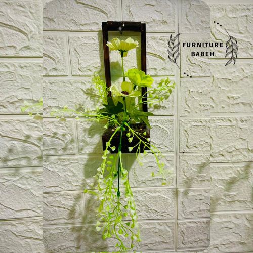 Bunga Artifisial Kayu Jati Set Pot Dinding