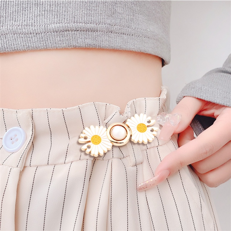 Papaozhu Detachable Daisy Sewing Jeans Button Pins Untuk Celana Pinggang Mengencangkan Gesper Bunga Snap Pengikat Klip Adjustable Daisy Buttons Untuk Celana Gaun Pakaian