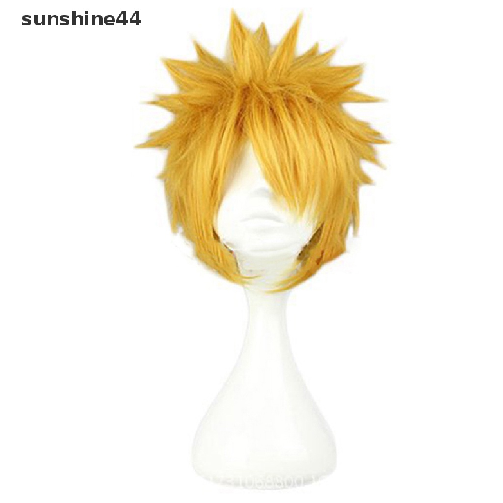 Sunshine Wig / Rambut Palsu Anime Naruto Uzumaki Panjang 30cm / 11.8 &quot;Warna Kuning Untuk Cosplay