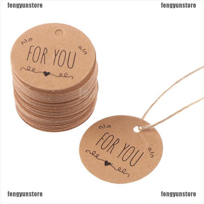 

Inir 100 Pcs Label Tag Bahan Kertas Kraft Untuk Hadiah