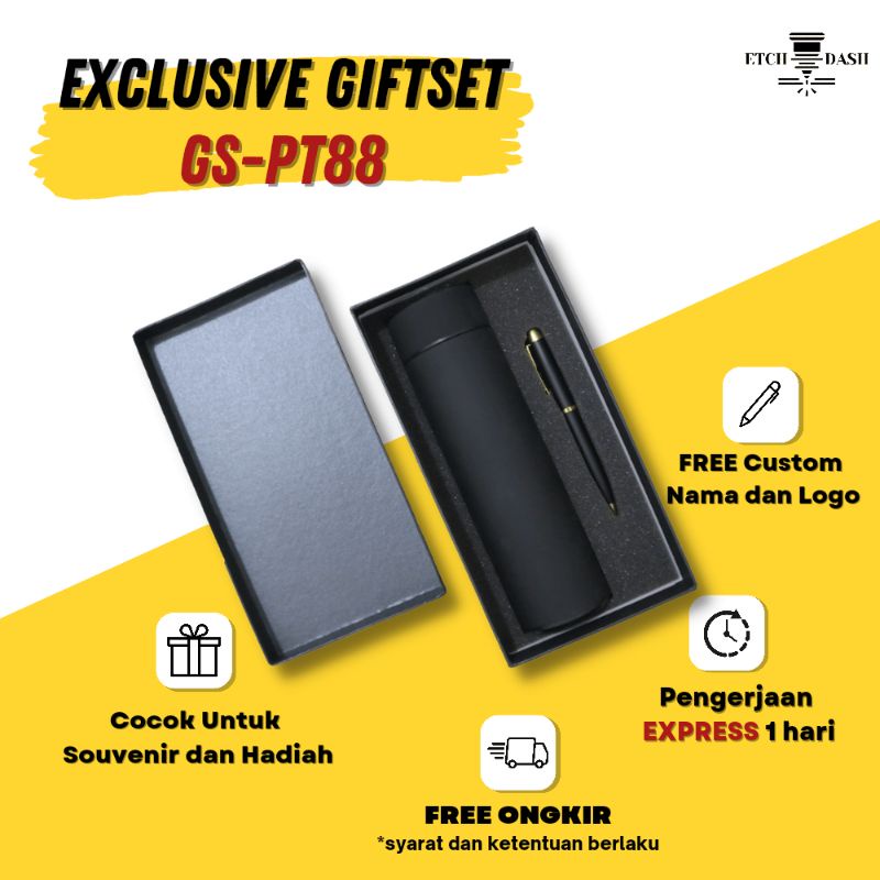 

Giftset Pulpen + Tumblr LED Free Custom | Giftset Souvenir Kado | Hampers Gift Eksklusif - Exclusive Giftset GS-PT88