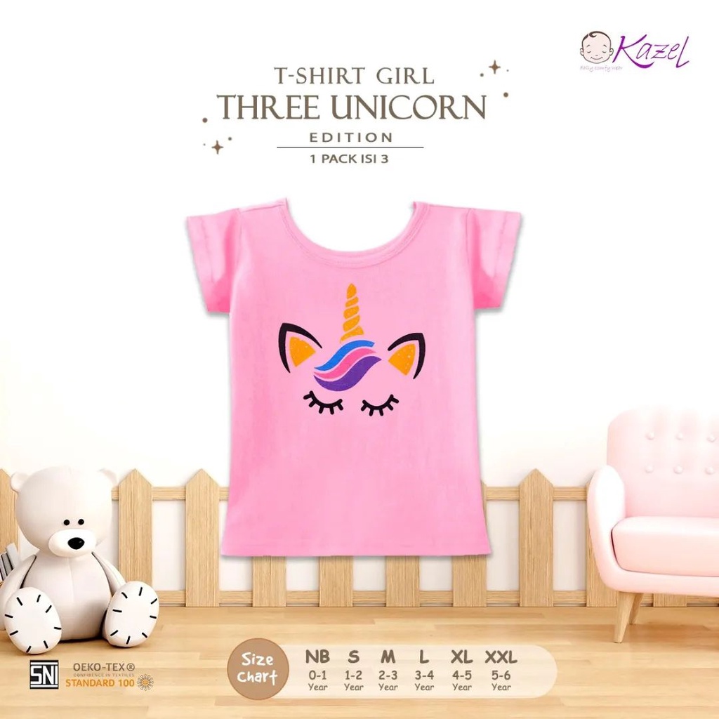 Kazel Tshirt Girl Unicorn 0-5Thn (3Pcs)