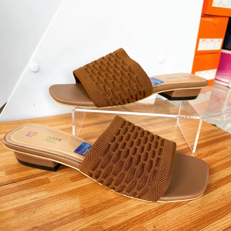 Selop Rajut Heels Wanita 2cm - Kieva rajut