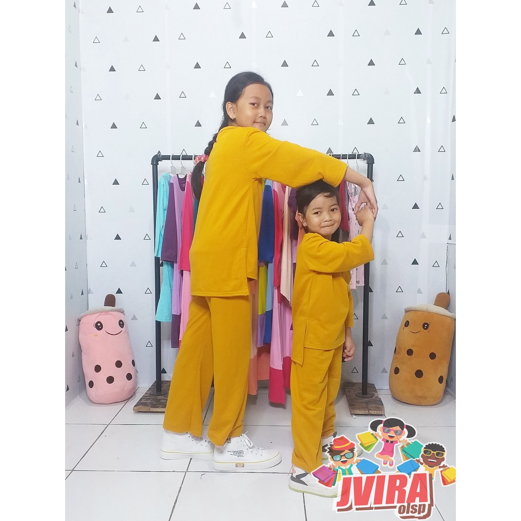 JVIRA SETELAN OVERSIZE VIRAL BASIC TEE 1-10 TAHUN / Setelan Tangan Panjang Anak Perempuan / Stelan Anak Oversize Perempuan / Baju Anak Viral