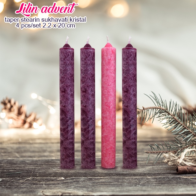 Lilin Doa Advent Adven Natal Lilin Misa Ungu Pink Stearin Kristal Stik