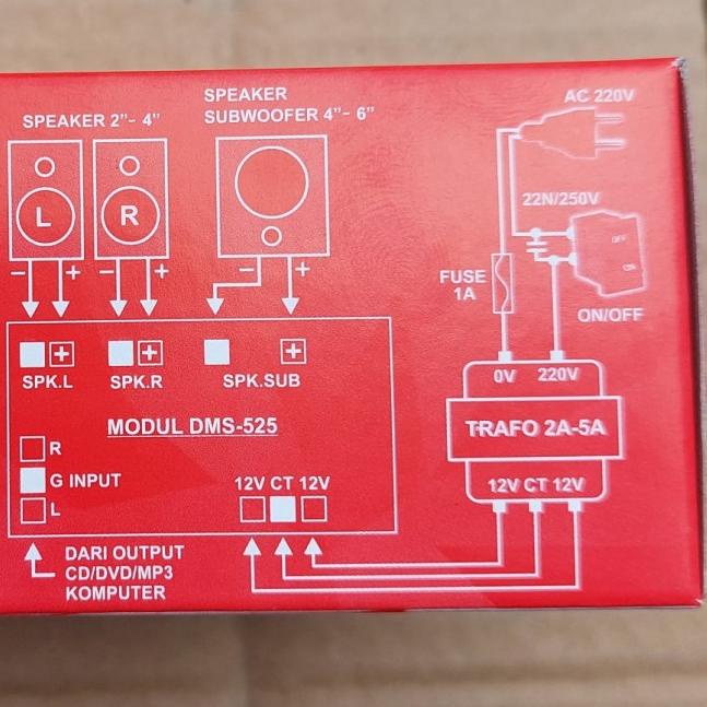 dms 525 home teather 2.1 simbada subwofer dan L+R tda2030 2-1 dms525