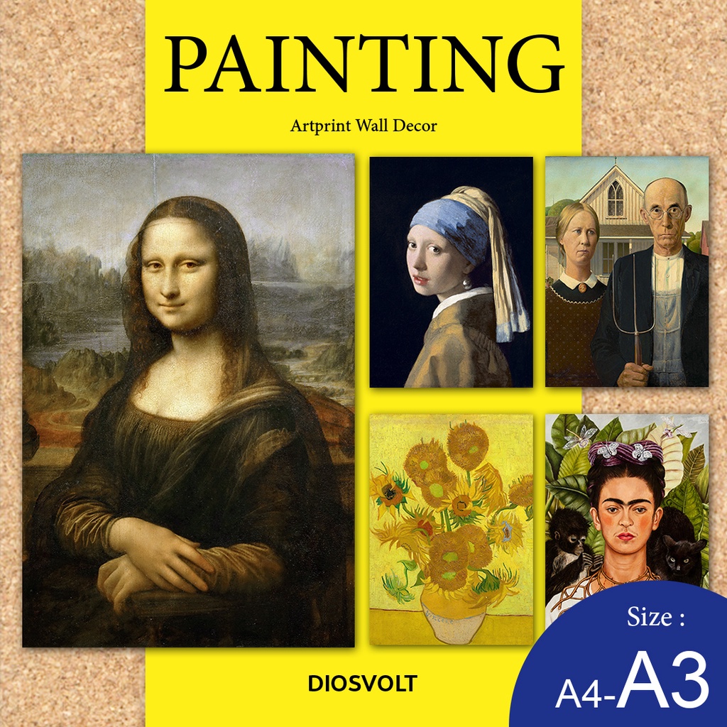 Lukisan Terkenal Poster Dinding Aesthetic Artprint Wall Decor Hiasan Cafe Minimalis Famous Painting