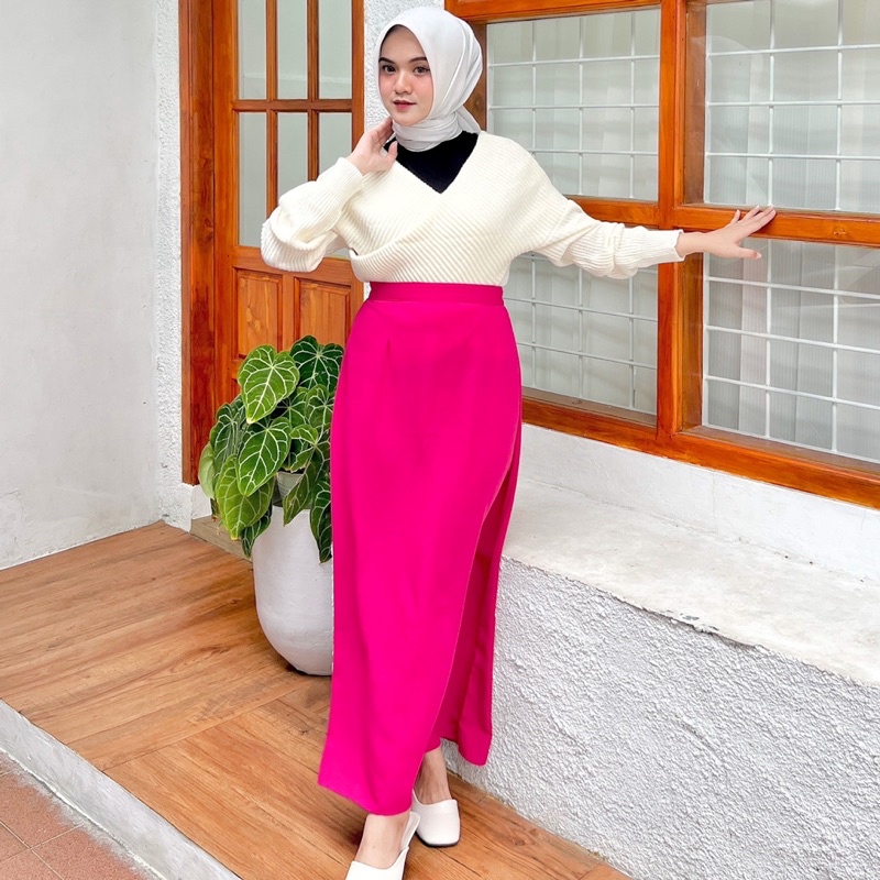 Yuki skirt rok polos rok lurus A line byvitafaid