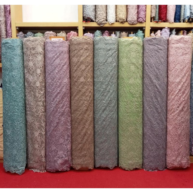 Kain Tile Bordir // Kain Tile bahan Kebaya mewah // Tile Bordir tebal