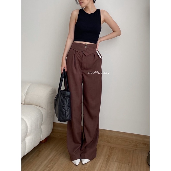 SIVALI Nojiya Pants - Celana Kulot Highwaist - Cullote Pants - Celana Wanita