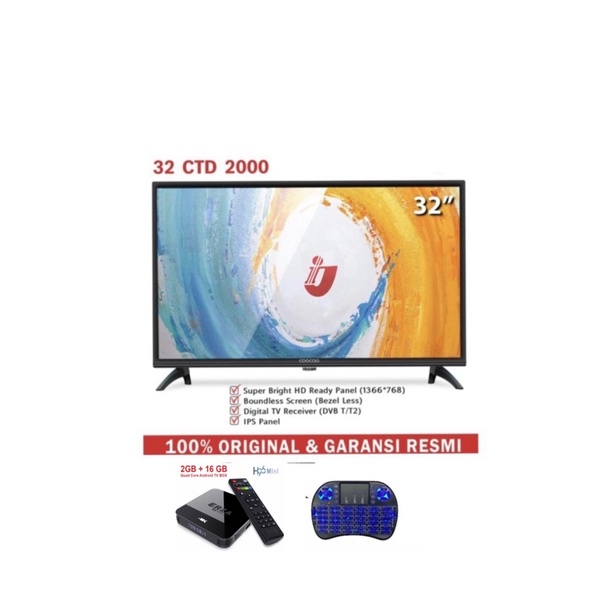 COOCAA 32 Inch 32CTD2000 TV Digital USB Movie Bezel less ANDROID BOX 10 WIFI